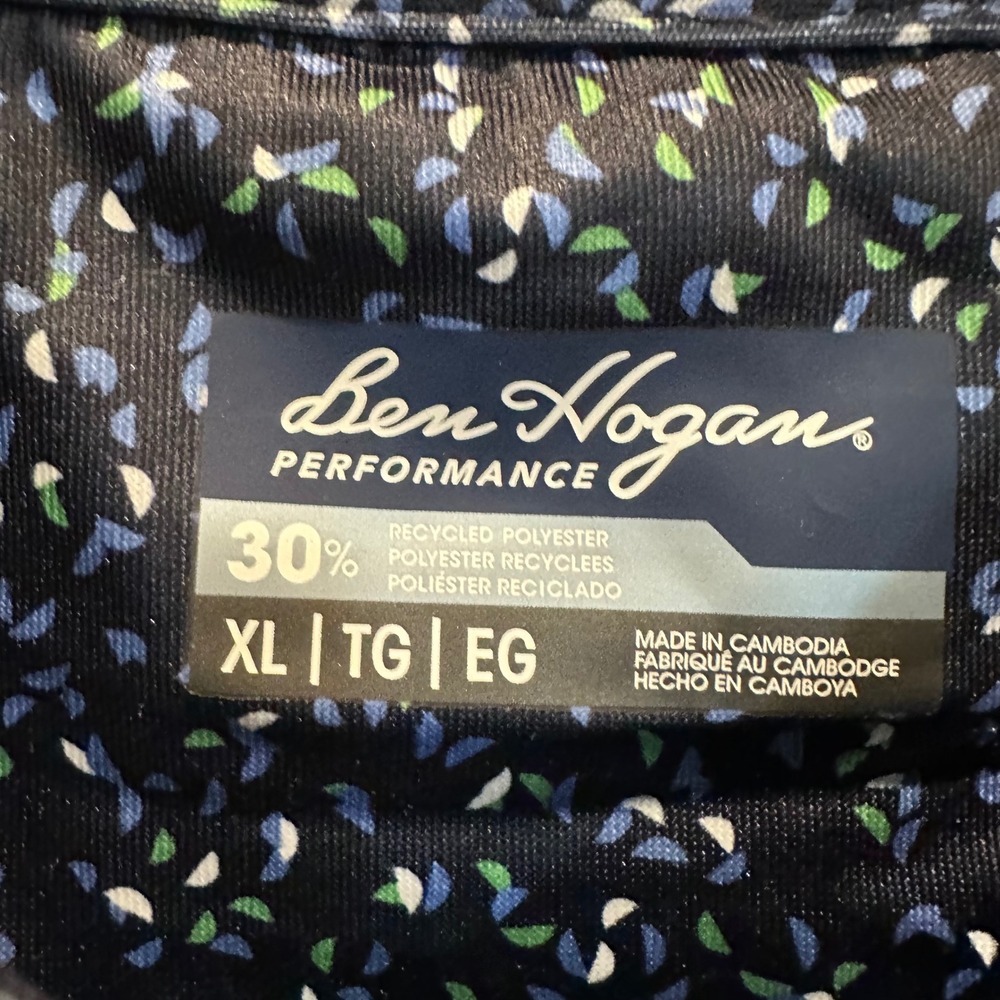 Ben Hogan Performance Mens XL Polo Shirt Peacoat Blue Speckled Print NWT - Picture 3 of 10